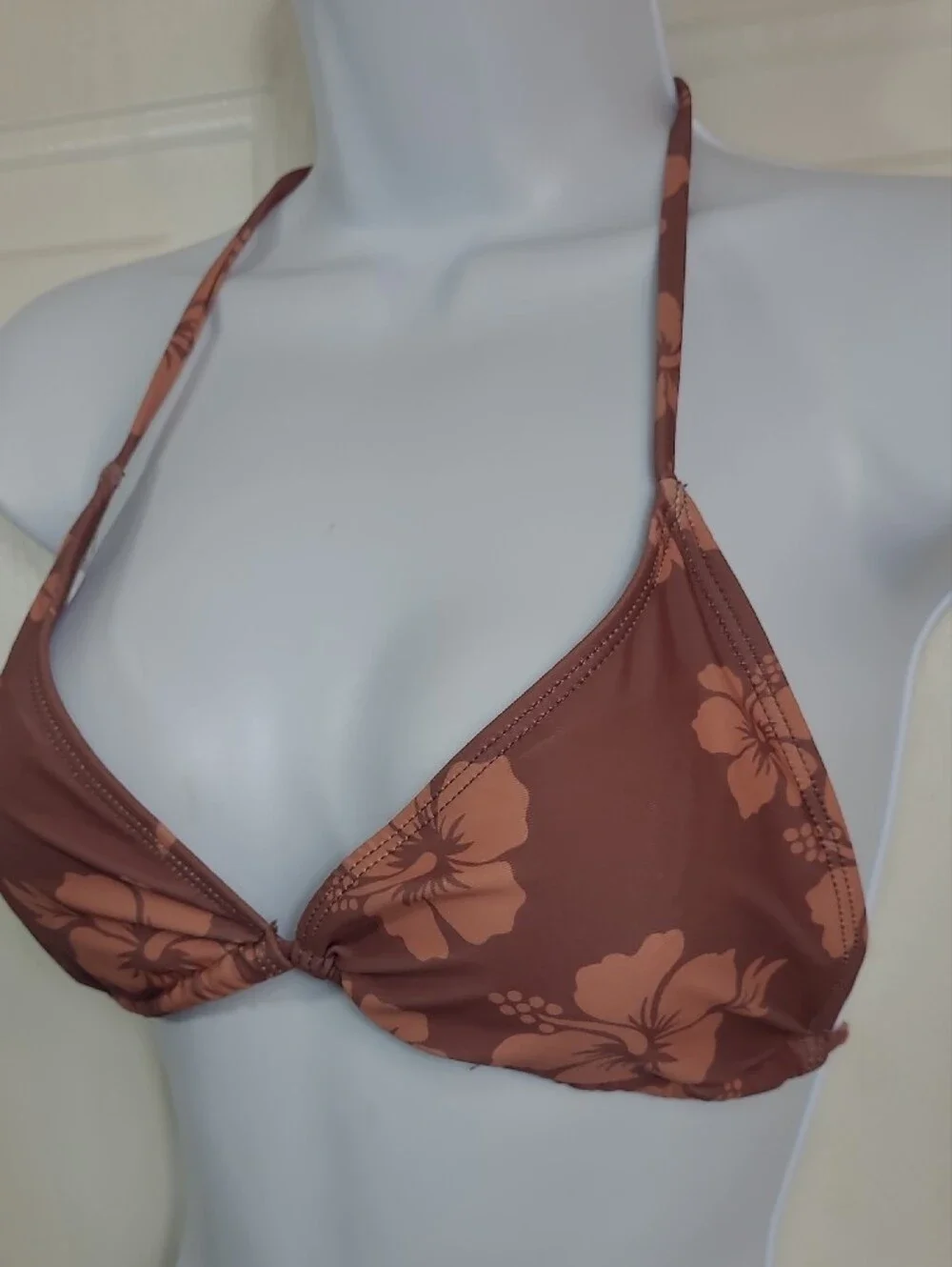 Floral Brown One-Piece Swimsuit - Halter Style - Picture 4 of 10